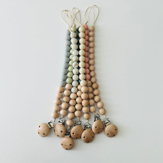 Teething Pacifier Clip - Silicone & Wood