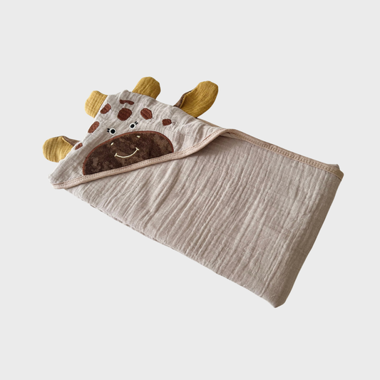 Muslin Hooded Bath Towel - Giraffe
