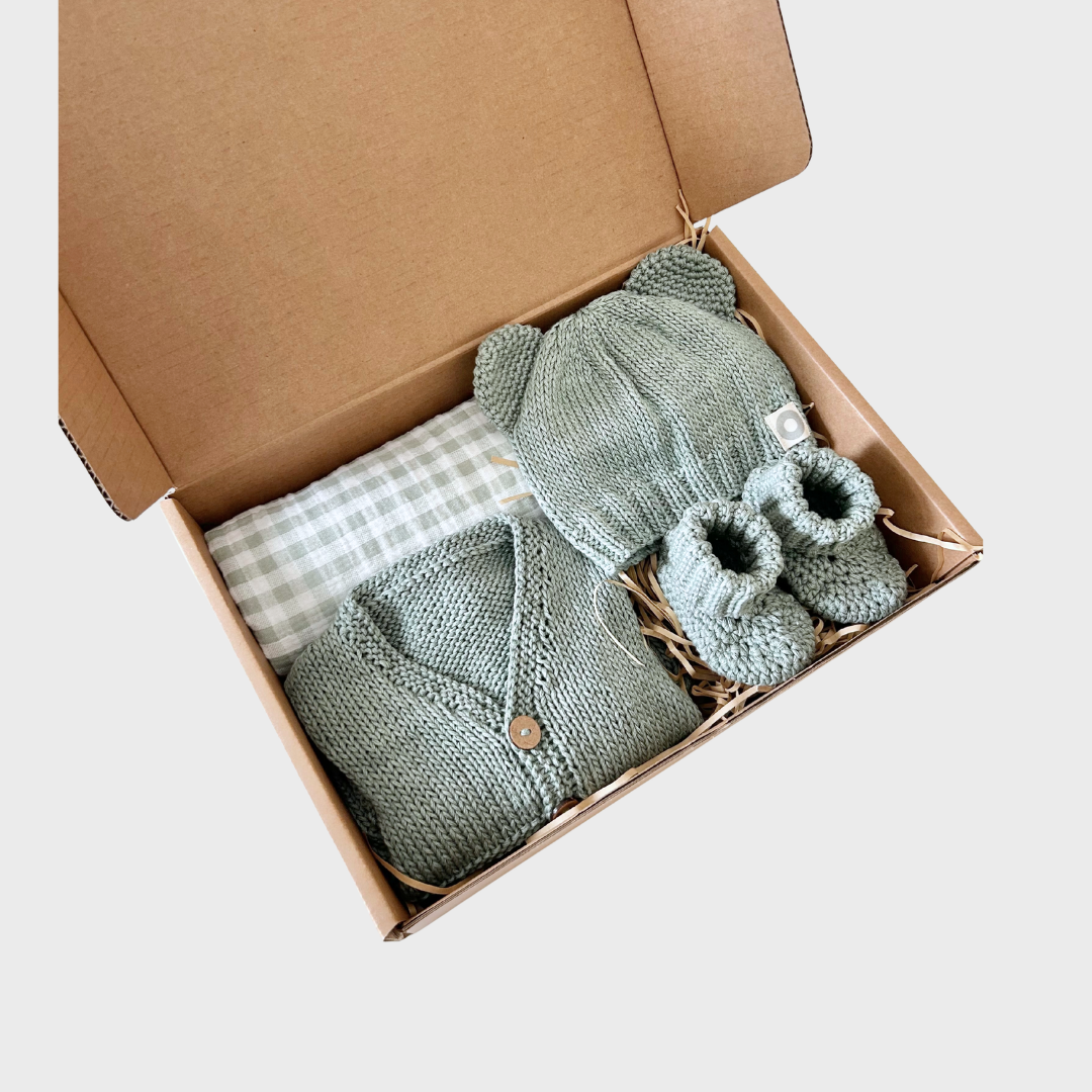 Gingham Gift Box - Pale Olive
