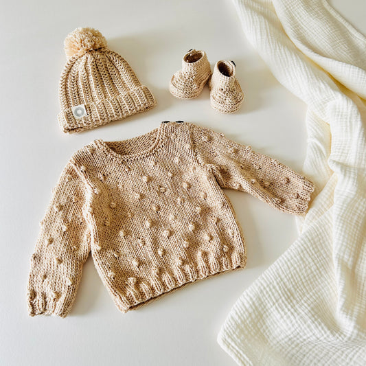 Bobble Cardigan - Biscuit