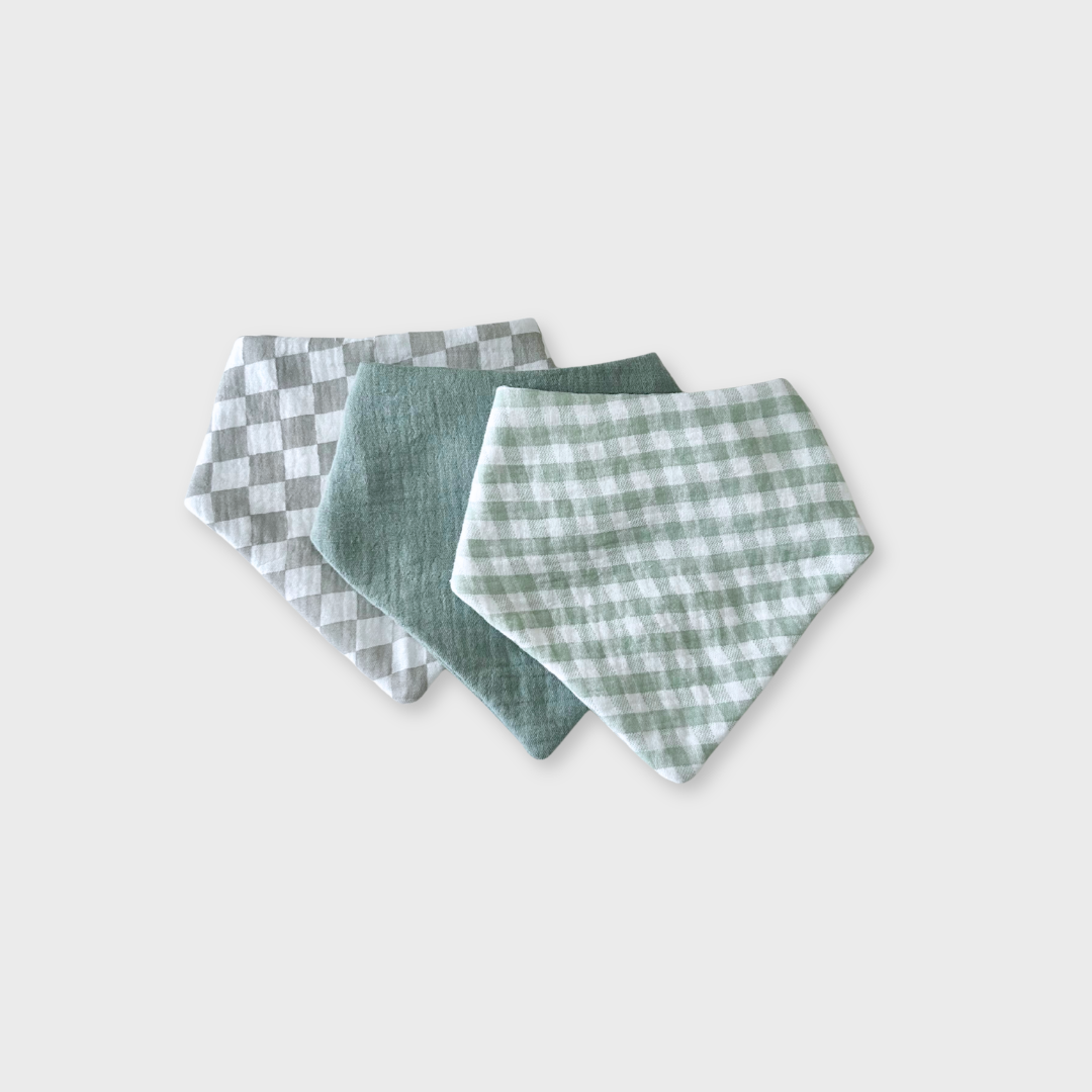 Baby Bib Set - Pack of 3 - Pale Olive