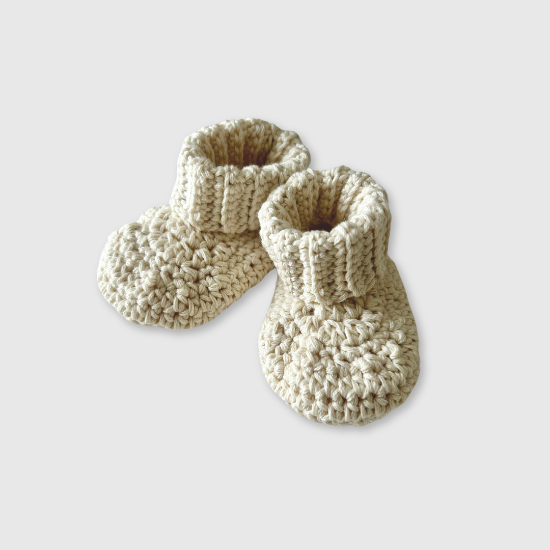 Ribbed Bootees - Vanilla
