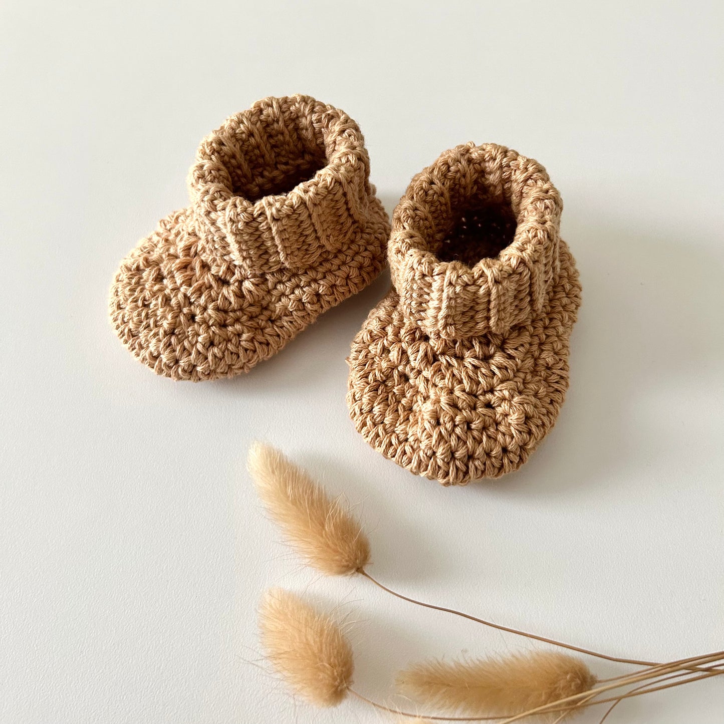 Ribbed Bootees - Camel