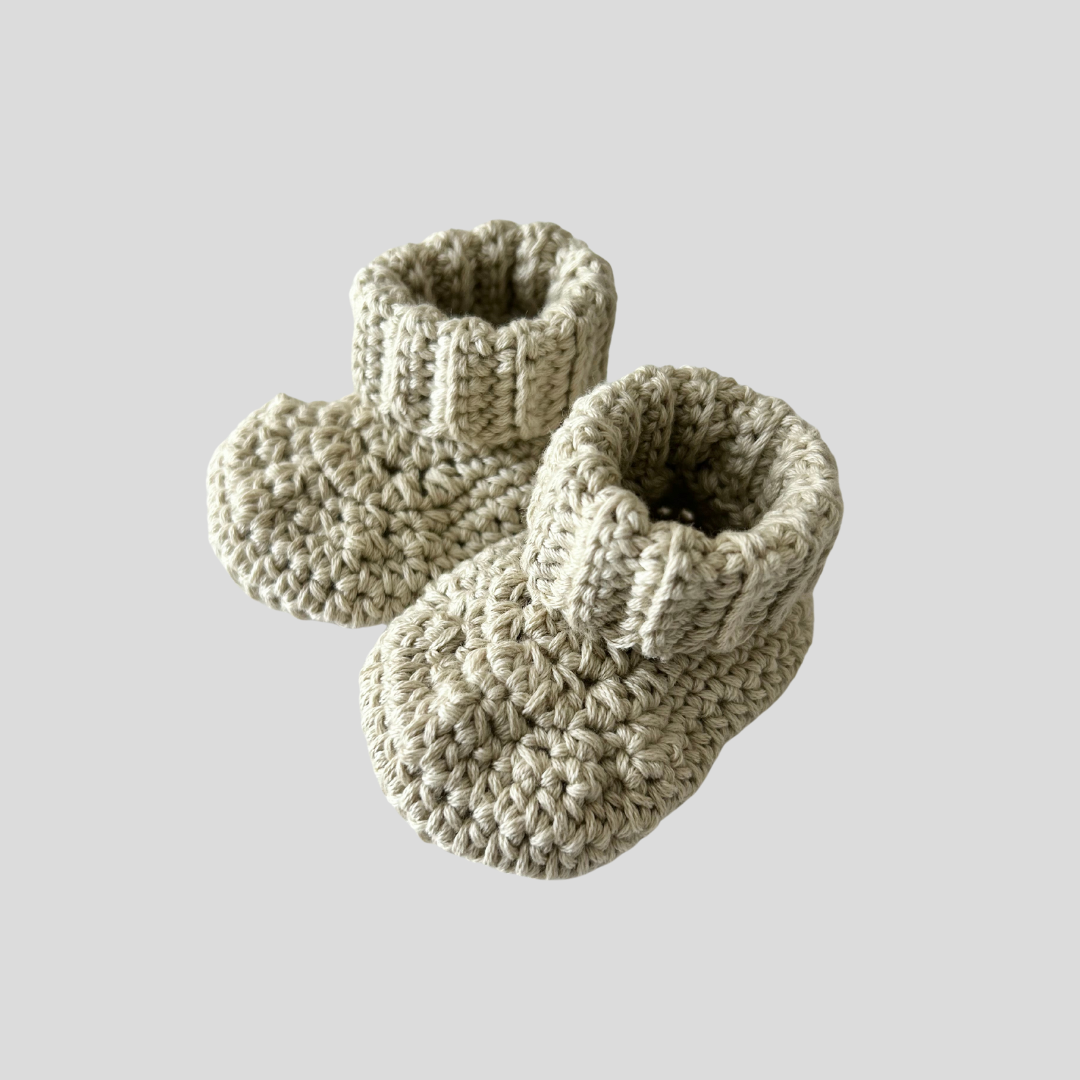 Ribbed Bootees - Oatmeal