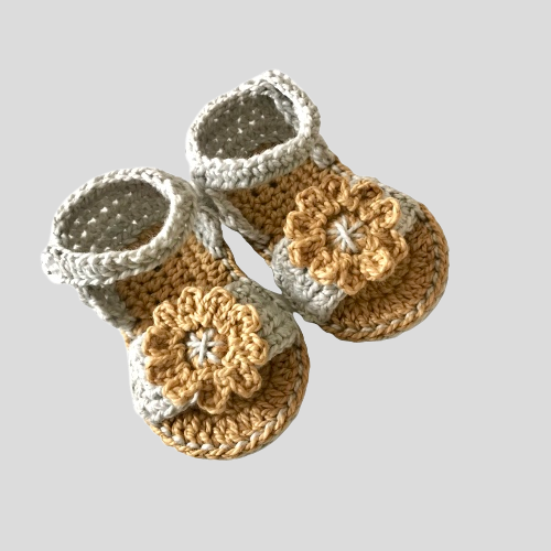 Daisy Sandals - Mustard & Grey