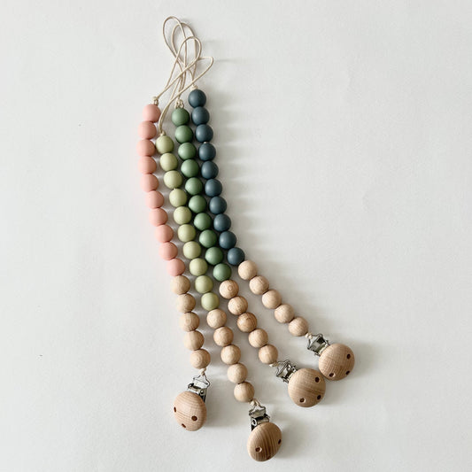 Teething Pacifier Clip - Silicone & Wood