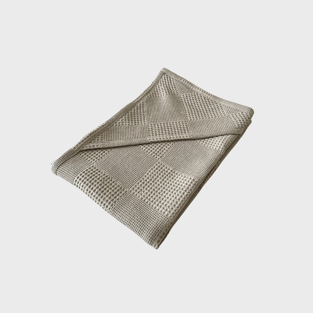 Waffle Weave Hooded Towel - Taupe