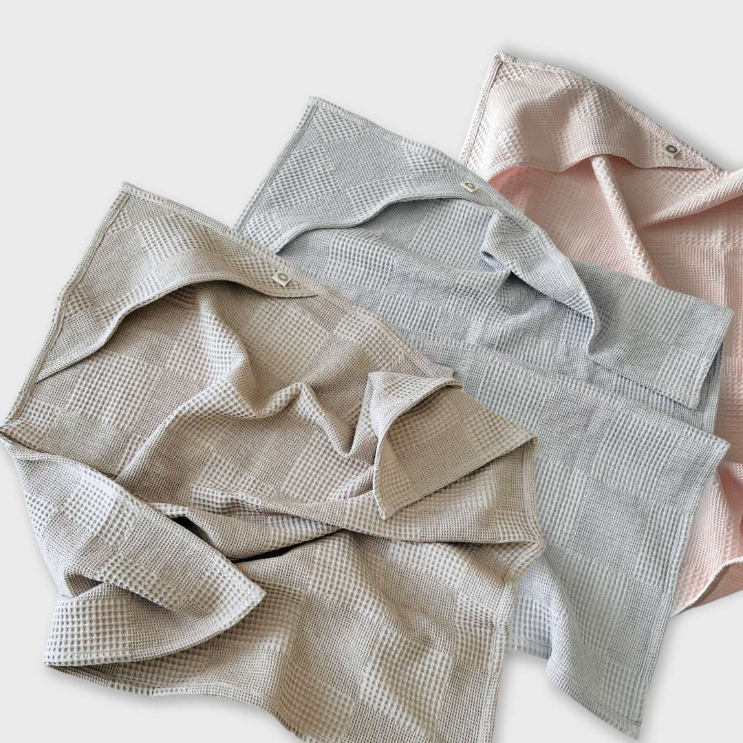 Waffle Weave Hooded Towel - Cloud