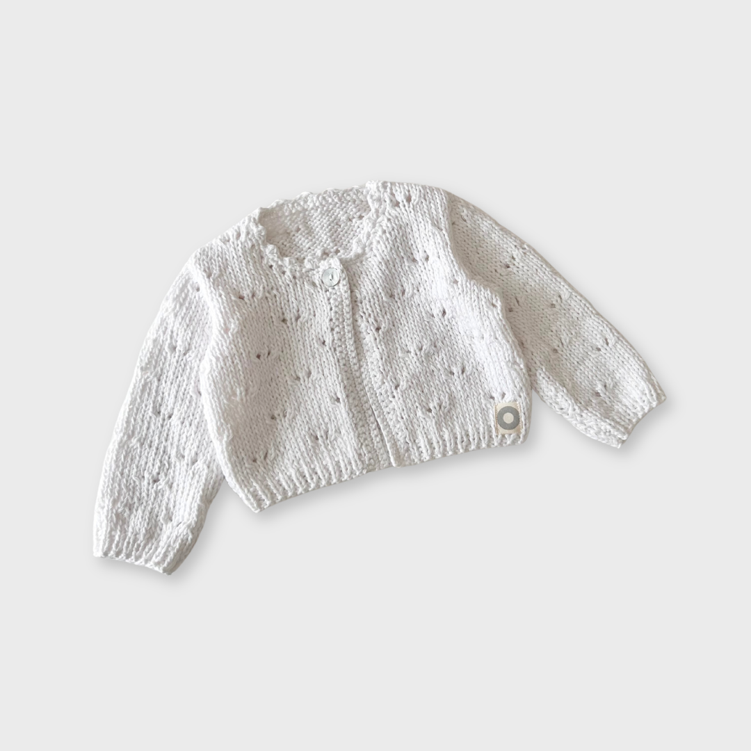 Pointelle Cardigan - White