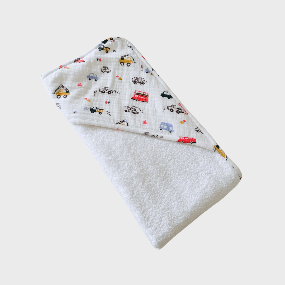 Hooded Towel - Transport Doodle