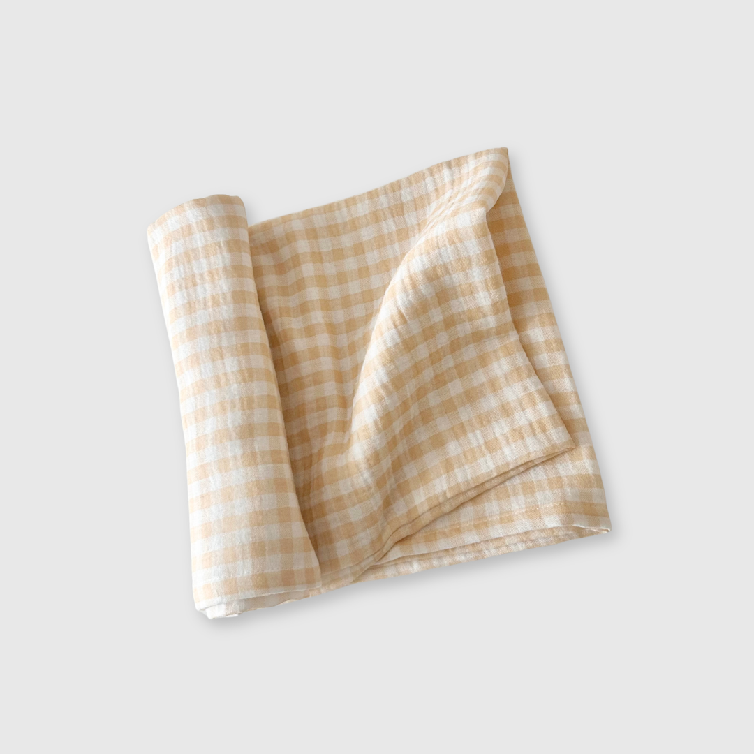 Muslin Blanket - Biscuit Gingham
