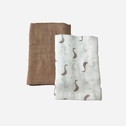 Bamboo Muslin Blankets - Pack of 2 - Taupe Goose