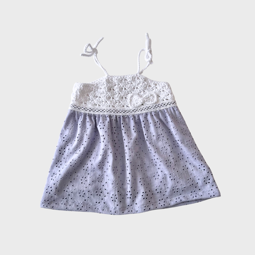 Lacy Dress - Lavender & White