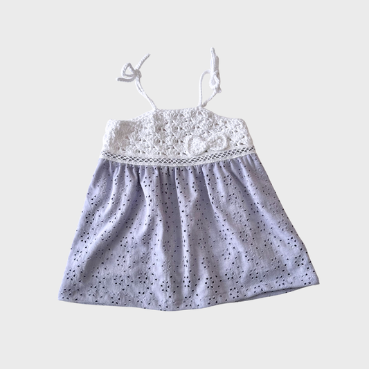Lacy Dress - Lavender & White