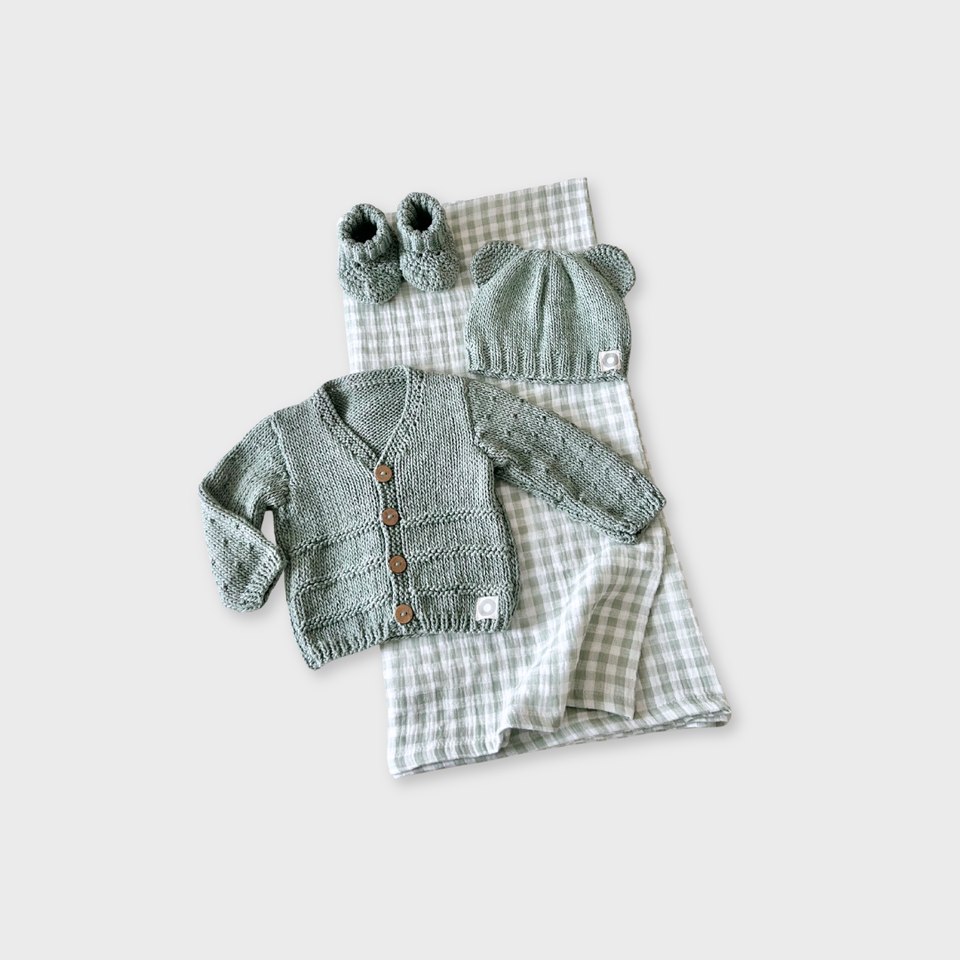 Gingham Gift Box - Pale Olive