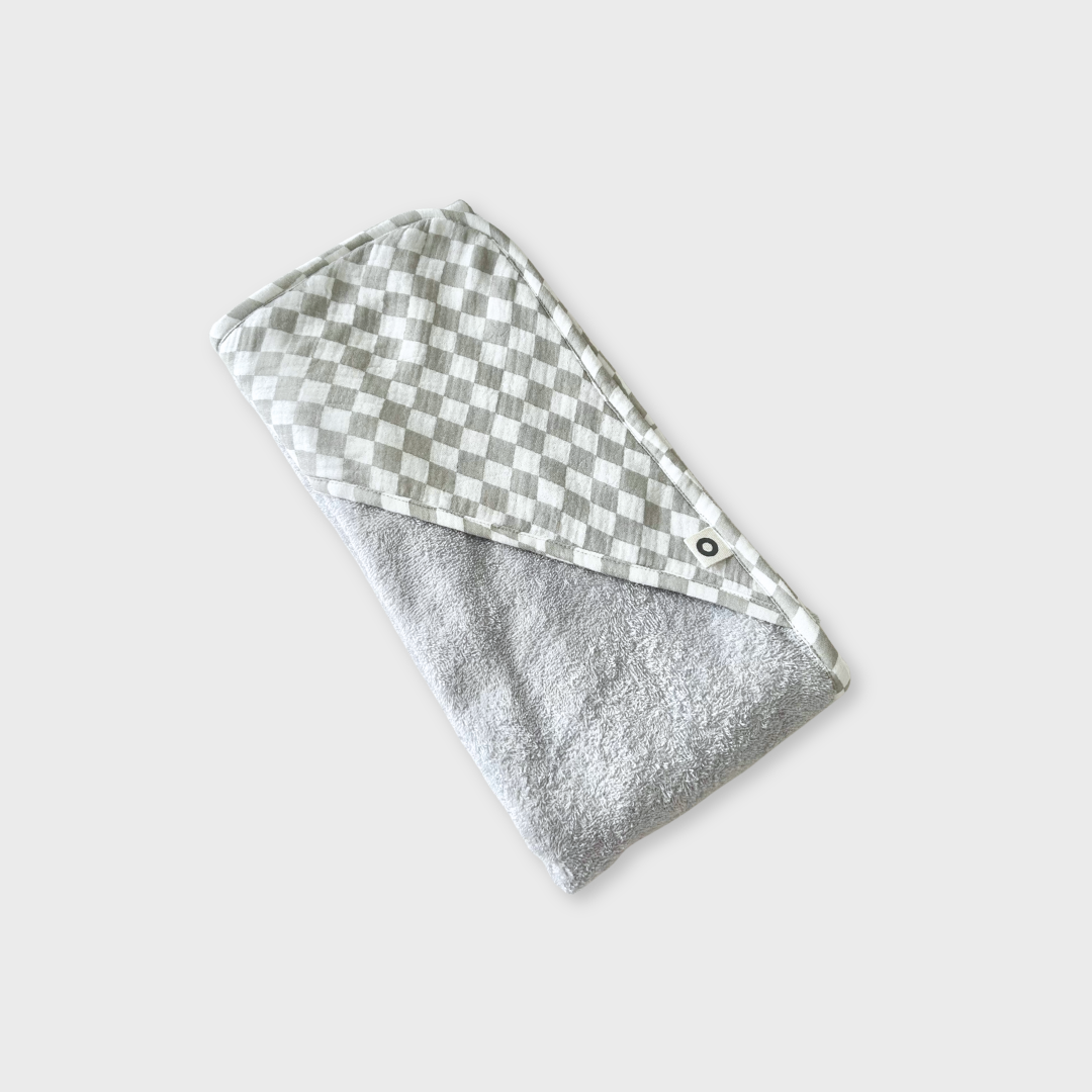 Hooded Towel - Grey Check