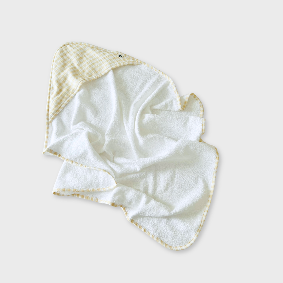 Hooded Towel - Biscuit Gingham
