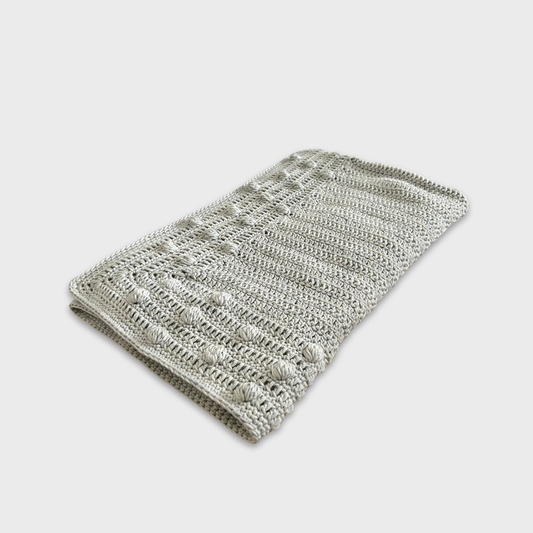 Bobble Border Blanket - Stone-Grey