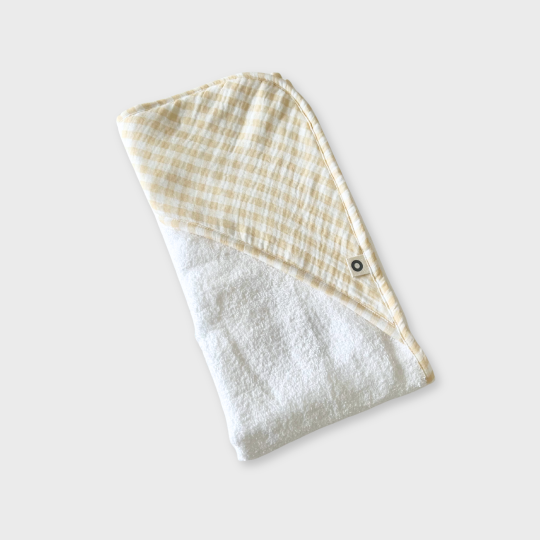 Hooded Towel - Biscuit Gingham