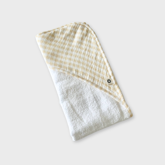 Hooded Towel - Biscuit Gingham