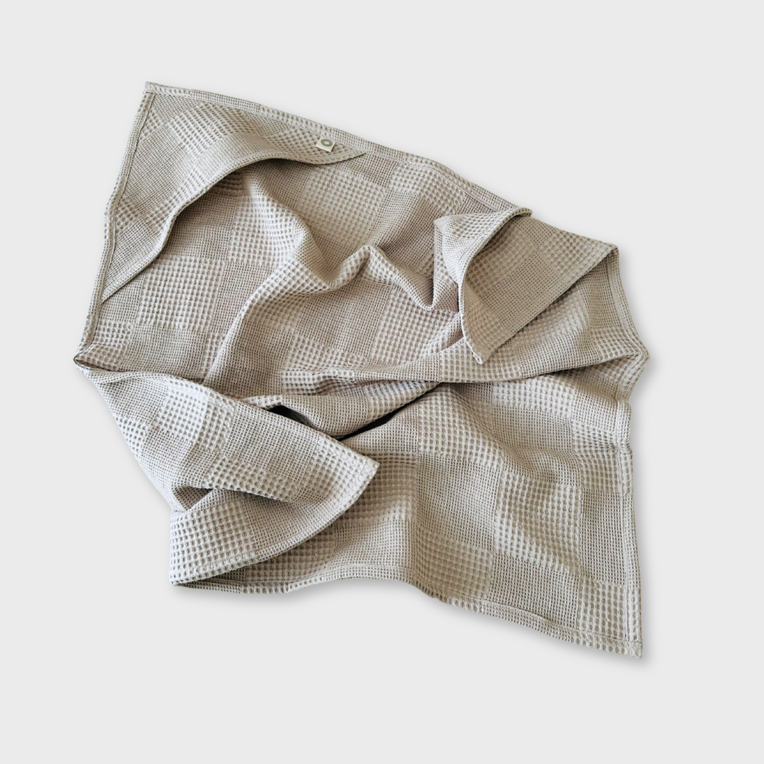 Waffle Weave Hooded Towel - Taupe