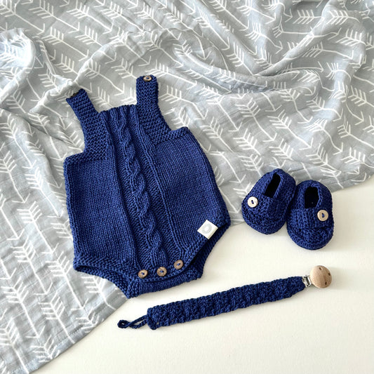 Cable Knit Romper - Navy