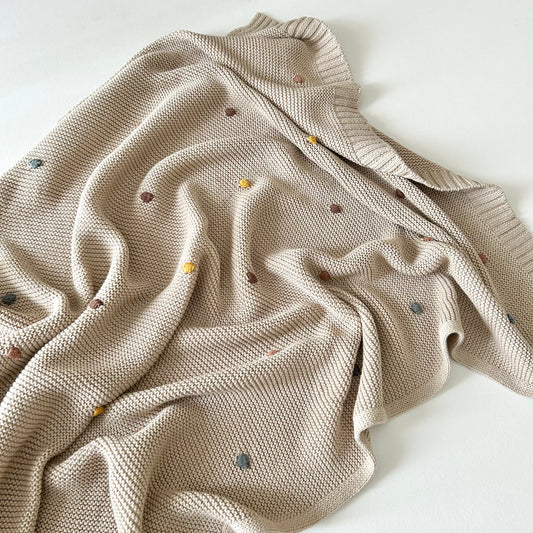 Fine Knit Cotton Blanket - Khaki