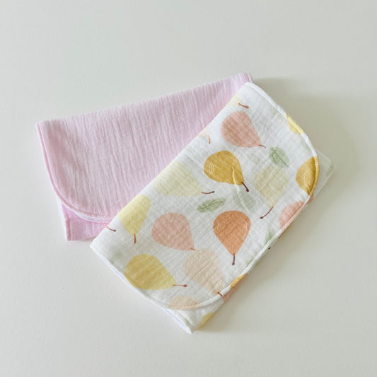 Burp Cloths - Pack of 2 - Pink Pears