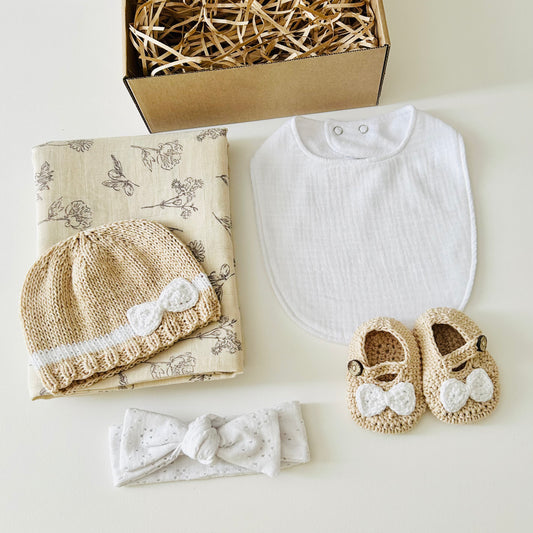 Bow Gift Box - Biscuit