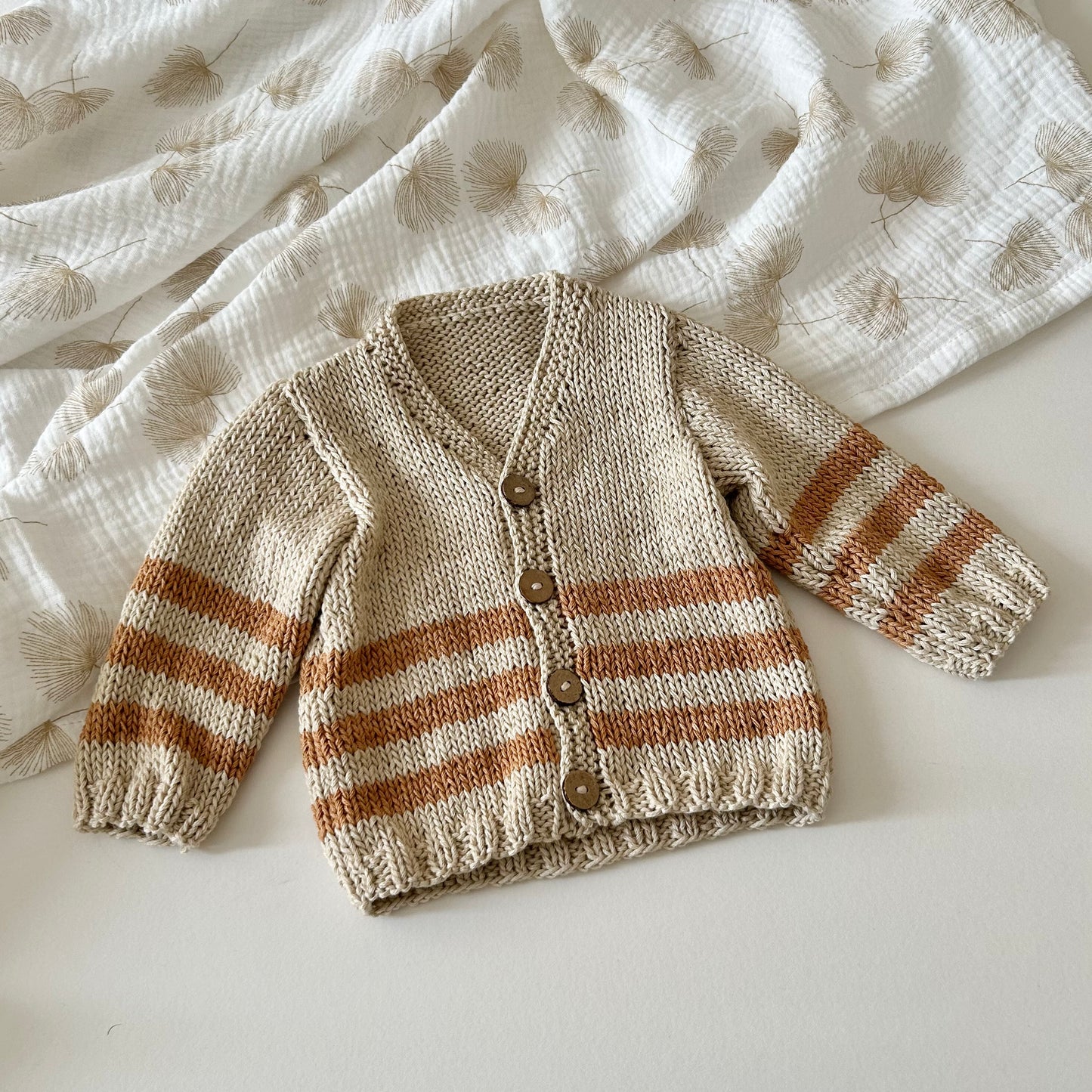 Striped Cardigan - Oatmeal & Ochre