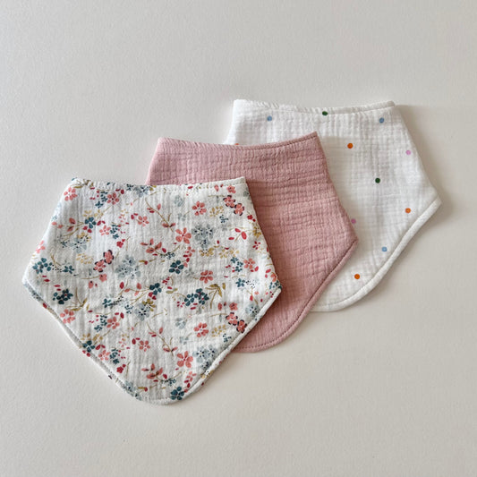 Muslin Bibs - Pack of 3 - Dusty Pink