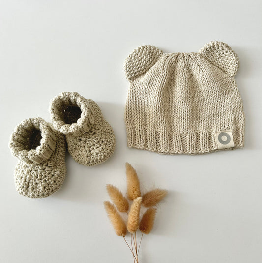 Baby Bear Beanie + Bootees - Oatmeal