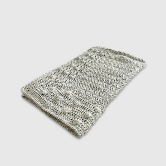 Bobble Border Blanket - Stone-Grey