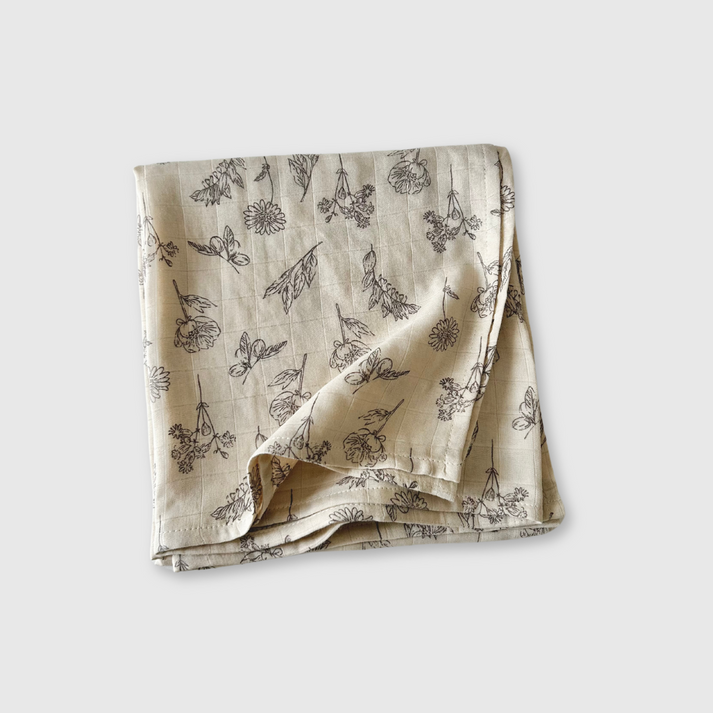 Olive Bloom + Green Stripes Muslin Quilt
