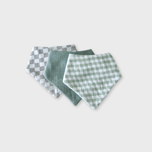 Baby Bib Set - Pack of 3 - Pale Olive