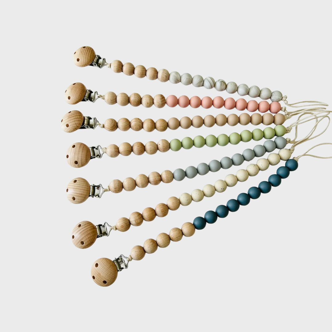 Teething Pacifier Clip - Silicone & Wood