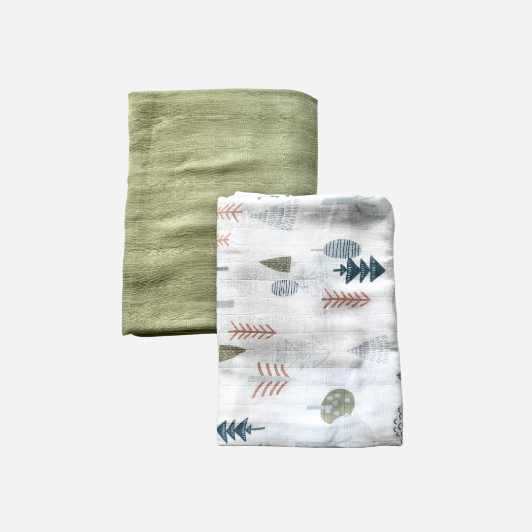 Bamboo Muslin Blankets - Pack of 2 - Forest
