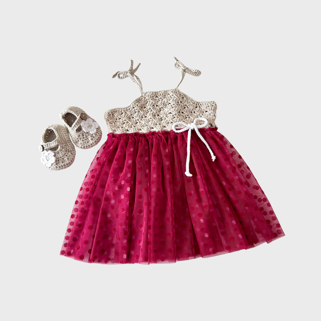 Layla Dress - Oatmeal & Cherry