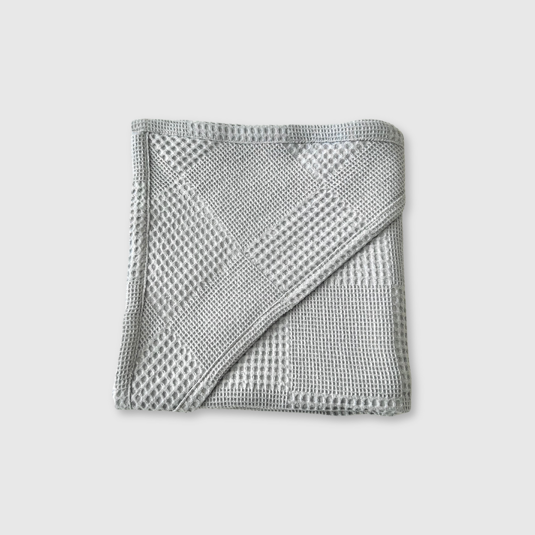 Waffle Weave Hooded Towel - Grey