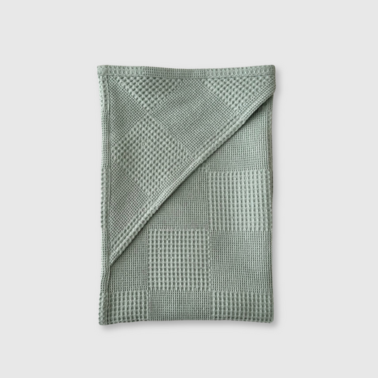 Waffle Weave Hooded Towel - Pale Olive