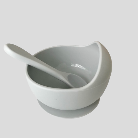 Silicone Bowl + Spoon - Grey