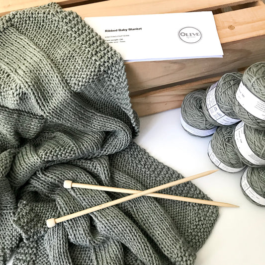 Knitting Kit - Ribbed Baby Blanket
